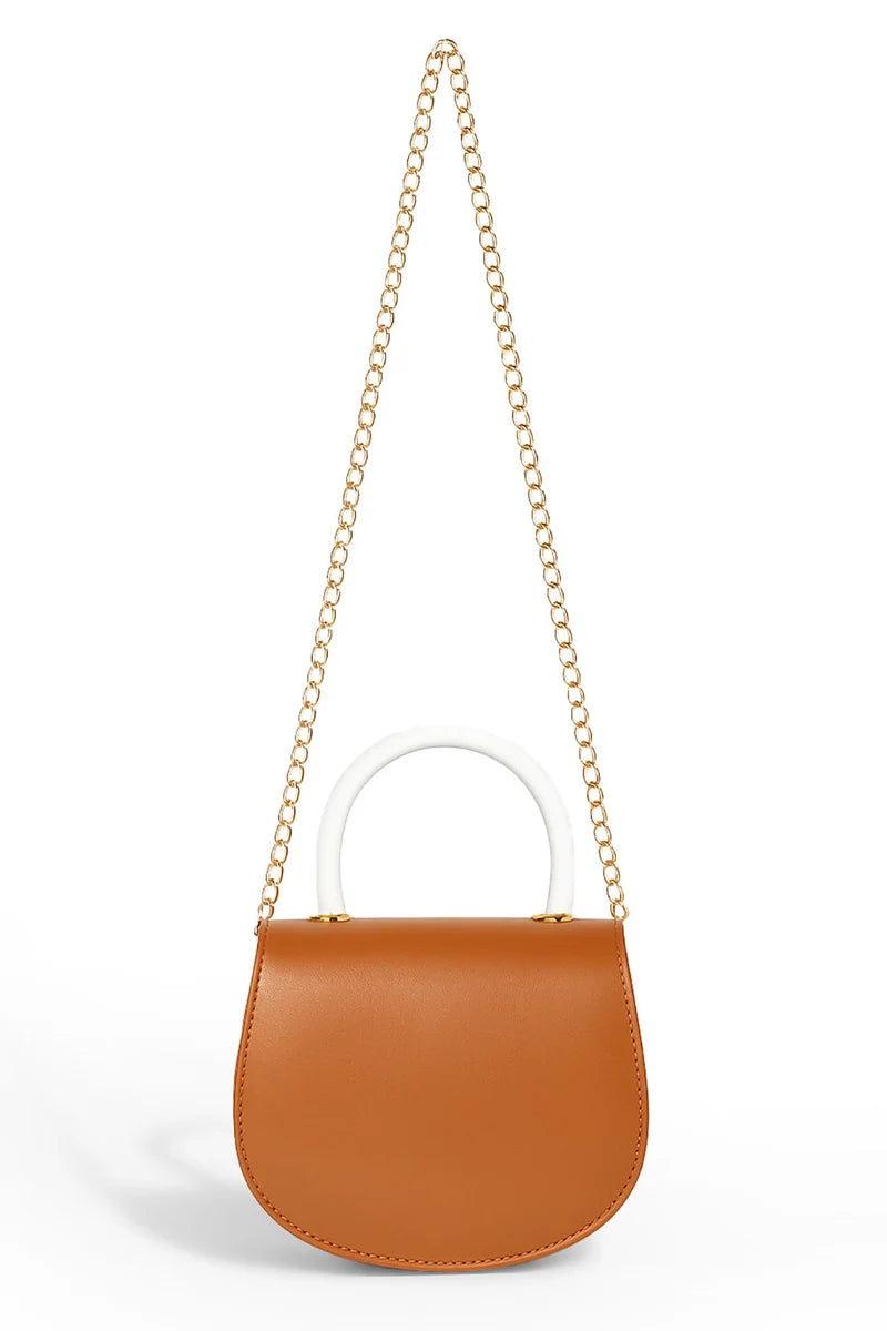 Culture Bow Charm Handbag-Brown