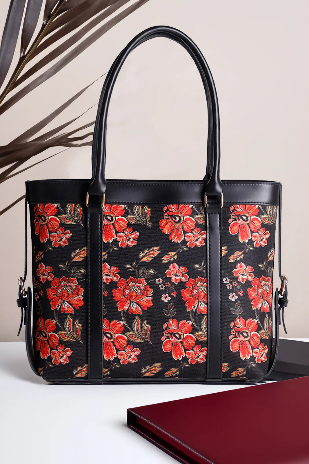 Culture Strap Canvas Tote Bag  Red Floral
