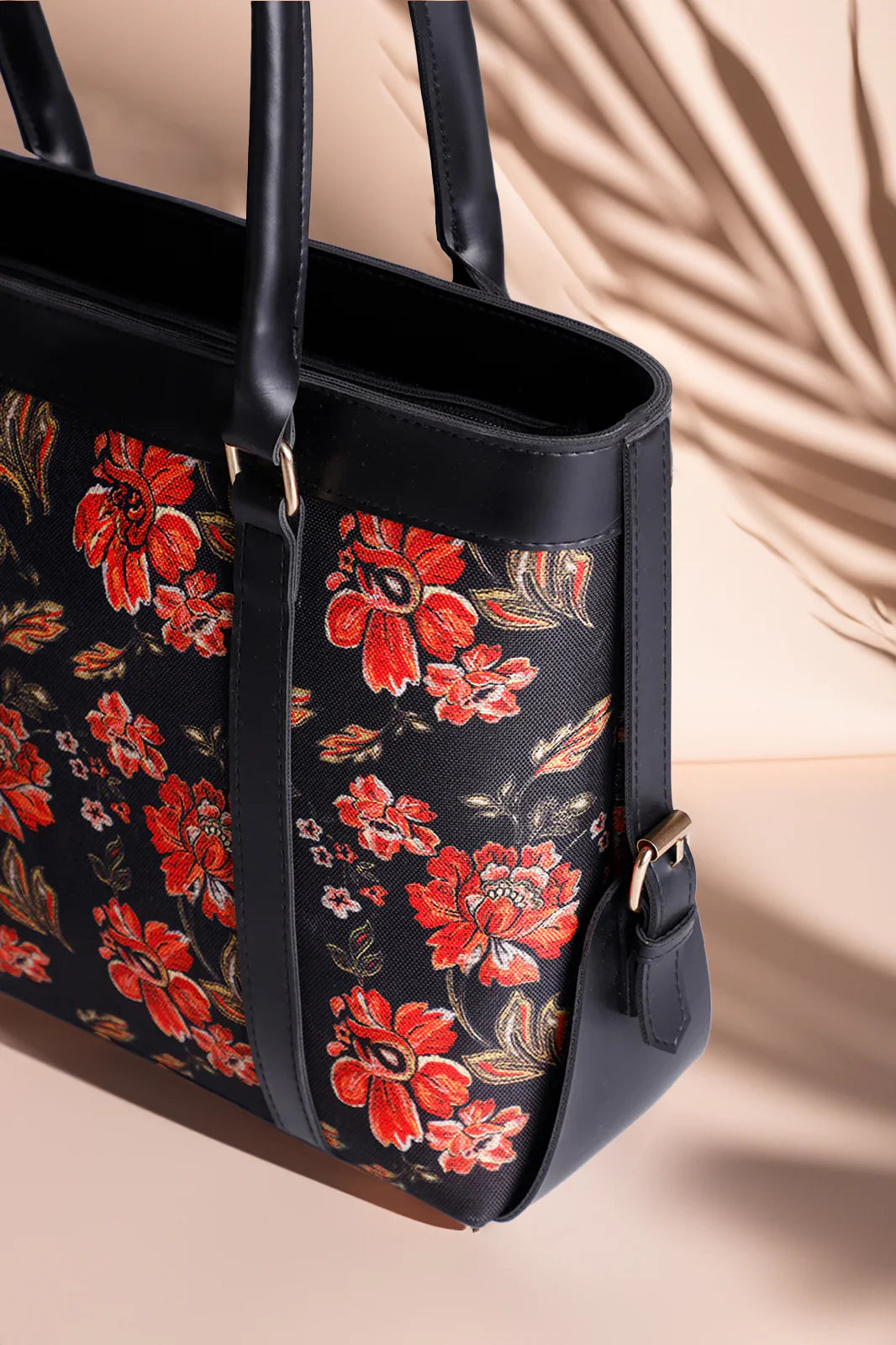 Culture Strap Canvas Tote Bag  Red Floral