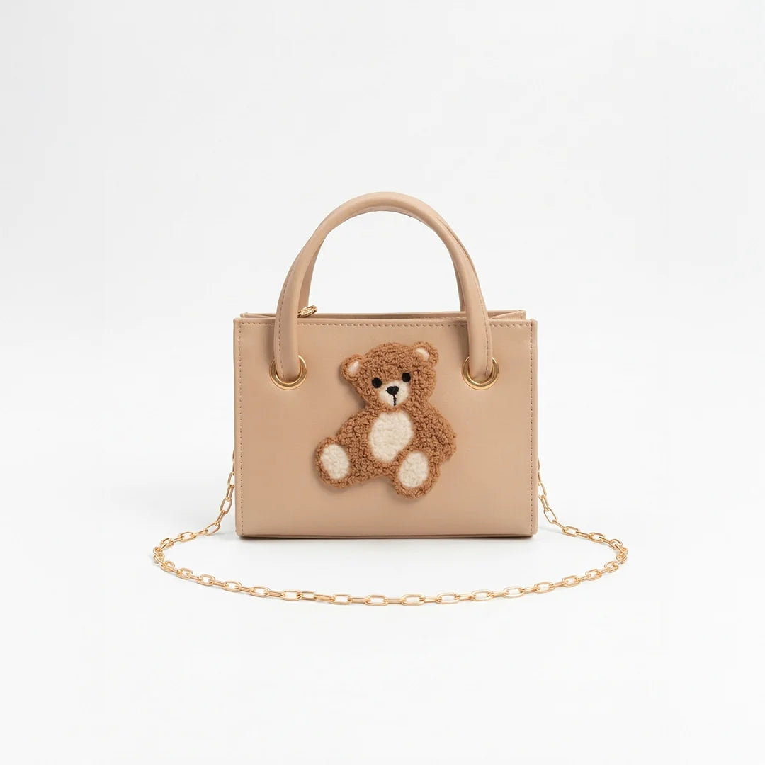 Culture Teddy Bear Mini Handbag- Beige