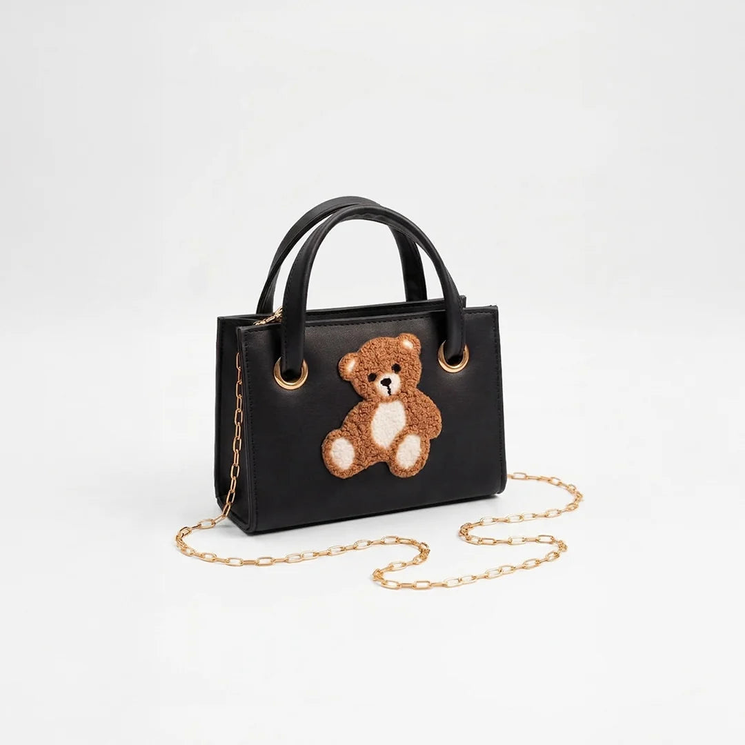 Culture Teddy Bear Mini Handbag- Black