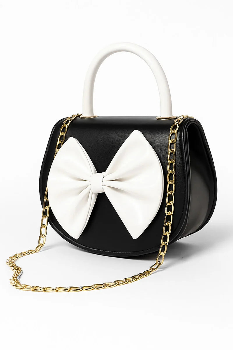 Culture Bow Charm Handbag-Black