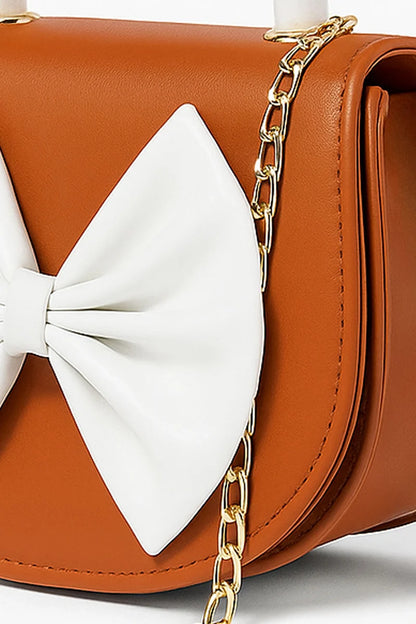 Culture Bow Charm Handbag-Brown