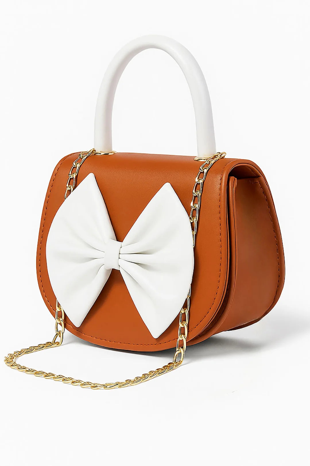 Culture Bow Charm Handbag-Brown