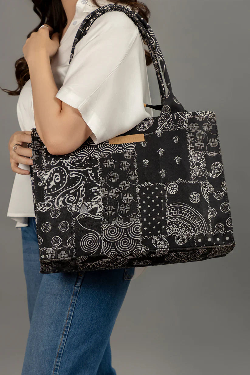 Culture Canvas Black Print Tote