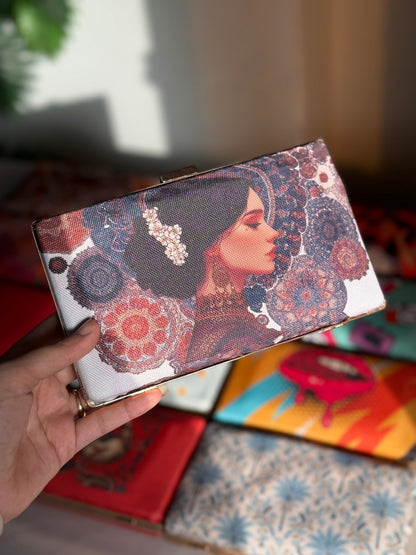 Fineur Empress Women's Canvas Box Clutch with Detachable Chain