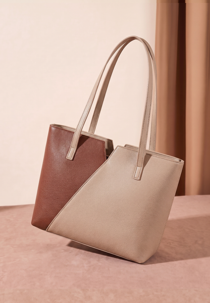 Culture Tote Notch - Beige and Brown