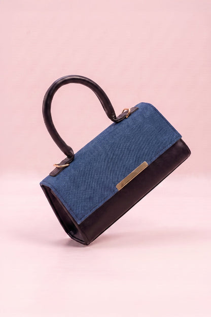 Culture Handbag Vesper - Denim & Black (Textured Contrast)