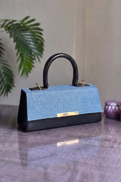 Culture Handbag Vesper - Denim & Black (Textured Contrast)