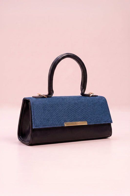 Culture Handbag Vesper - Denim & Black (Textured Contrast)